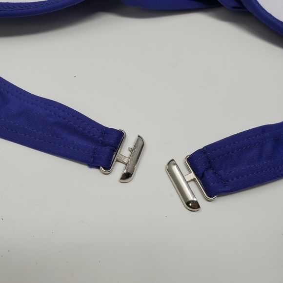 Sailor Blue Bikini Top Twist Front Red Embroidery - Picture 6 of 8